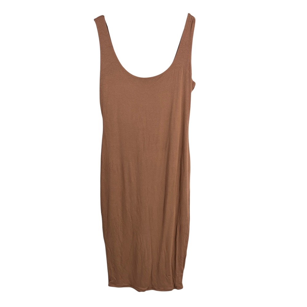 Naked Wardrobe Brown Sleeveless Bodycon Midi Dress Women's 3X Stretch Plus